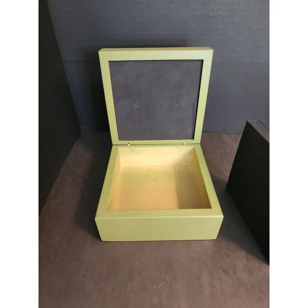 Arnie Fisk Print Tile Top Green Wooden Jewelry/Trinket Box 5.5